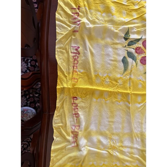 Tie-Dye Floral Embroidered Sarong pareo Wrap full size Cover up Tahiti Bora Bora - Picture 3 of 6